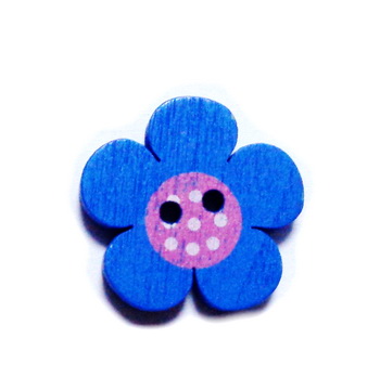 Nasturi lemn, floare albastra, 19x19x4mm