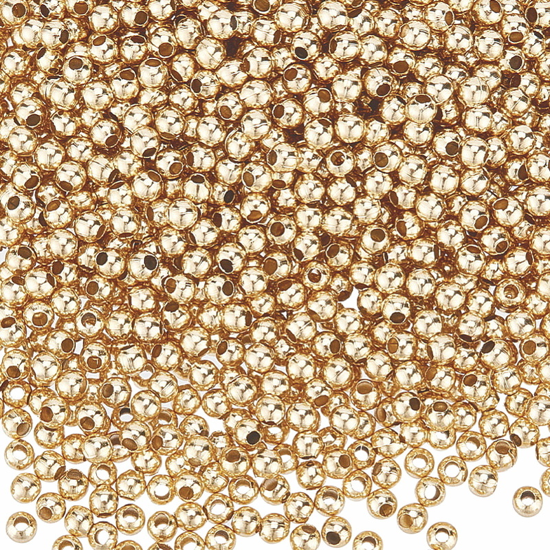 Distantiere/ margele otel inoxidabil 304, chirurgical, placate cu aur 18K, 2mm 100 buc