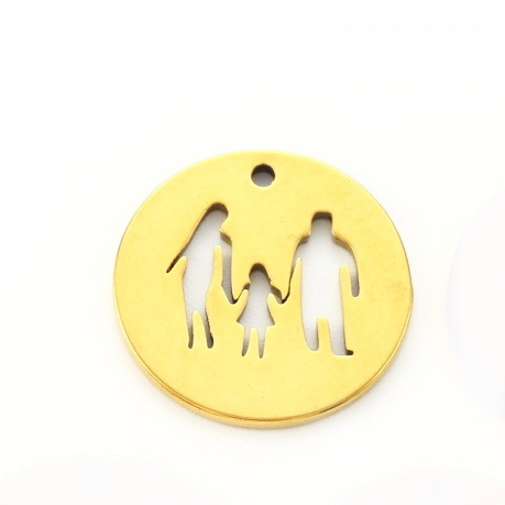 Pandantiv otel inoxidabil 304 auriu, cu familie, 15.5x1mm 1 buc