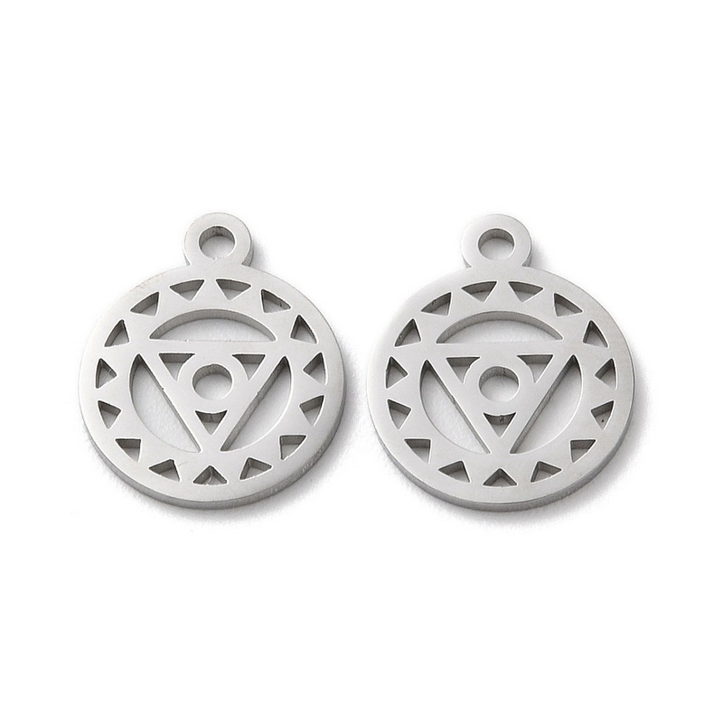Pandantiv otel inoxidabil 304, chakra VISHUDDHA, 15x12x1mm 1 buc