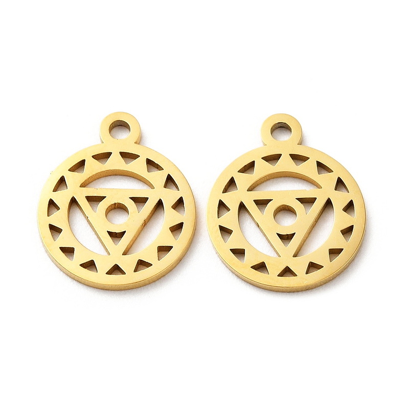 Pandantiv otel inoxidabil 304 auriu, chakra VISHUDDHA, 15x12x1mm 1 buc