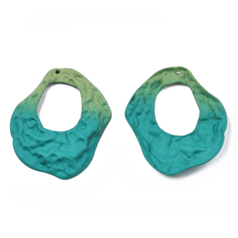 Pandantiv metalic turcoaz,  46x38x4mm 1 buc