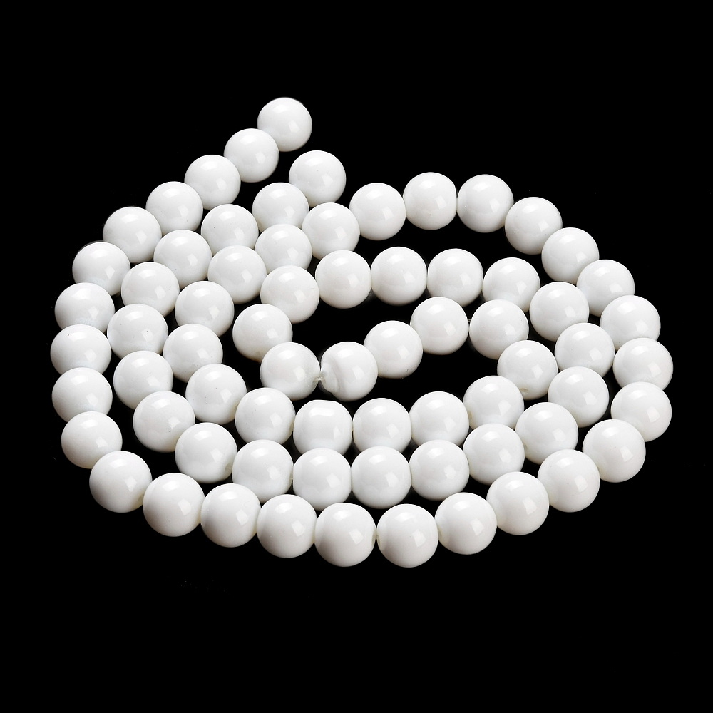 Margele sticla sferice, albe, 12mm-sir 65 buc 1 buc