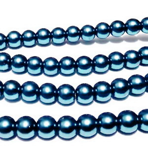 Perle sticla albastre-turcoaz inchis, 8mm 10 buc