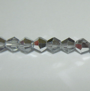 Margele sticla biconice, transparente-metalizate, 4mm