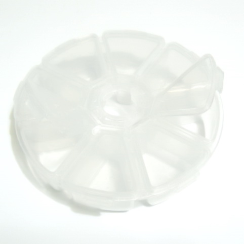 Cutie plastic rotunda cu 8 compartimente, 10,7x2,7cm