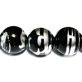 Margele sticla negre cu argintiu 12 mm