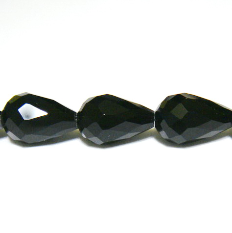 Margele sticla,multifete, negre, lacrima 15x10mm 1 buc
