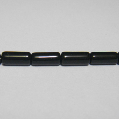 Margele sticla, negre, tub 9x4mm