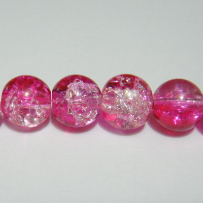 Margele sticla crackle roz 8 mm