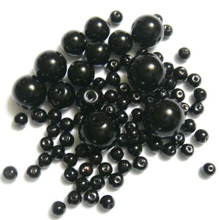 Mix perle sticla negre, 4-12 mm