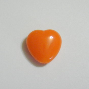Margele plastic portocalii, inimioare 13x13mm 1 buc