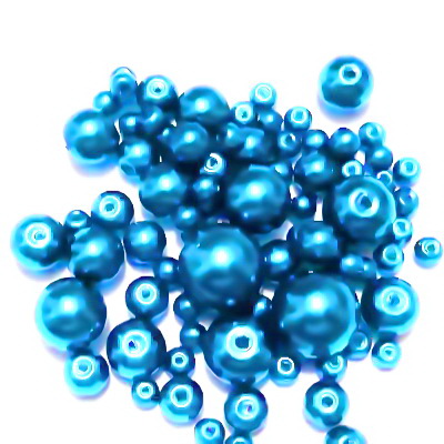Mix perle sticla turcoaz, 4-12 mm 25 g