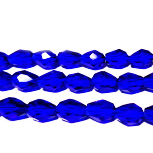 Margele sticla multifete albastre, lacrima 8x6 mm 1 buc