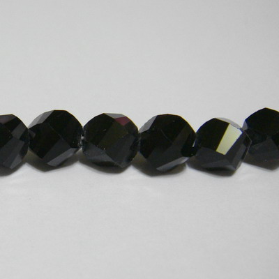 Margele sticla negre, 4 fete, 8 mm