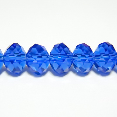 Margele sticla multifete albastre, 10x8mm 1 buc