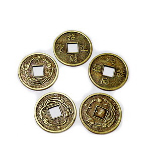 Monede feng shui / banuti norocosi, bronz , 20x0.6mm, orificiu 4x4mm