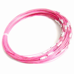 Baza colier, sarma siliconata, roz deschis, cu inchizatoare 1 buc