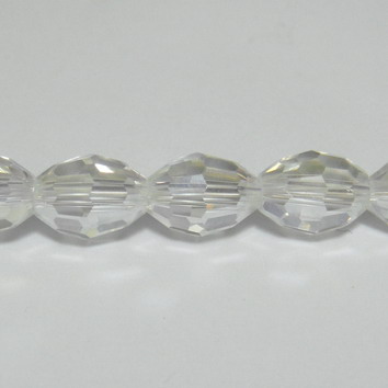 Margele sticla ovale, fatetate, AB, 8x6mm