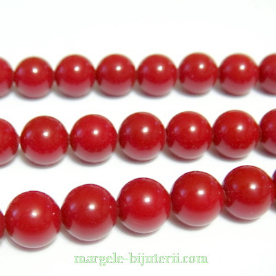 Perle stil Mallorca, rosii, 10 mm 1 buc