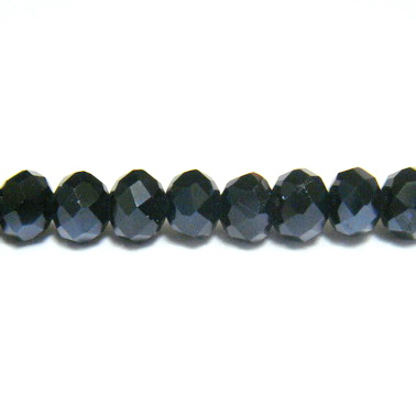 Margele sticla, multifete, negre-hematit, 3.7x3mm 10 buc