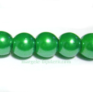 Perle sticla, verde deschis, 6mm 10 buc