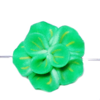 Margele polymer, floare verde cu galben, 23~25x9~10mm