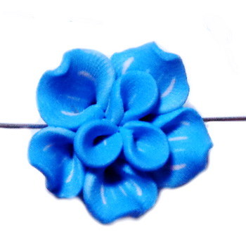 Margele polymer, floare bleu, 23~25x9~10mm 1 buc
