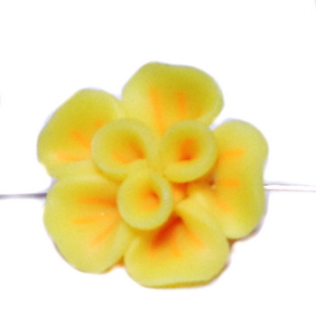 Margele polymer, floare portocalie, 23~25x9~10mm