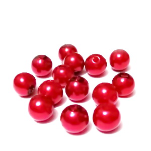 Perle plastic, rosii, 8mm 10 buc