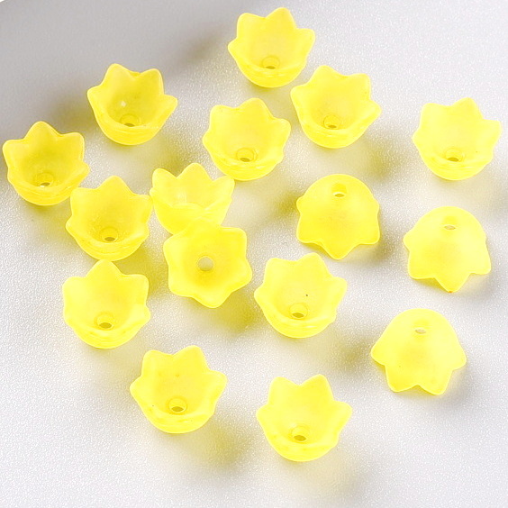 Flori acrilice, frosted, galbene, 10x6mm 1 buc
