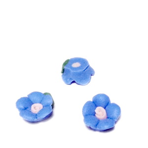 Cabochon portelan, floare albastra, 8~9x8~8.5x3.5~4mm