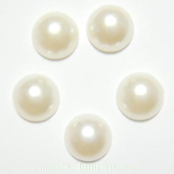 Perle plastic, cabochon, crem, 8x3.5mm