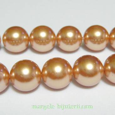 Perle stil Mallorca, maro-auriu, 10mm 1 buc