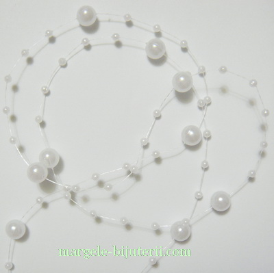 Perle plastic alb, 3mm si 8mm pe fir nylon