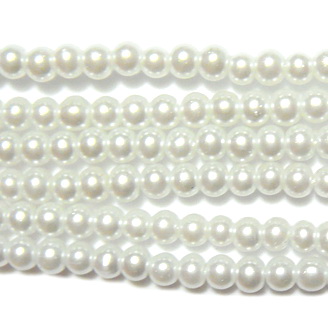 Perle sticla, albe, 3mm- sirag ~220-230 buc 1 buc