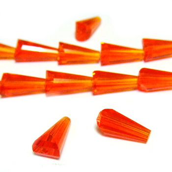 Margele sticla, portocaliu inchis, multifete, con 12x6mm 1 buc
