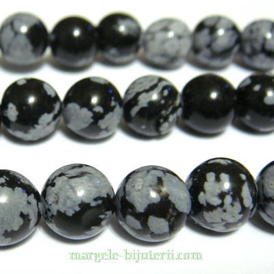 Obsidian fulg de nea, 8.5mm 1 buc