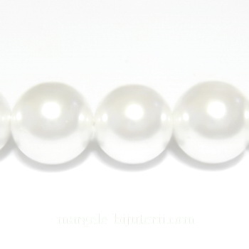 Perle stil Mallorca, albe, 14 mm 1 buc