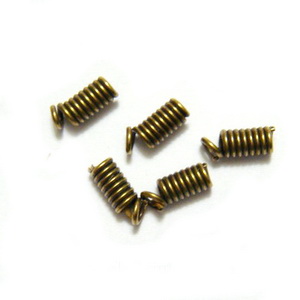 Capete prindere snur piele/ata, bronz, spirala 9x3.5mm, interior: 2mm 10 buc