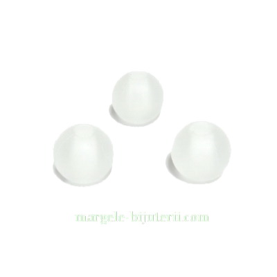 Margele acrilice, frosted, albe, 8mm