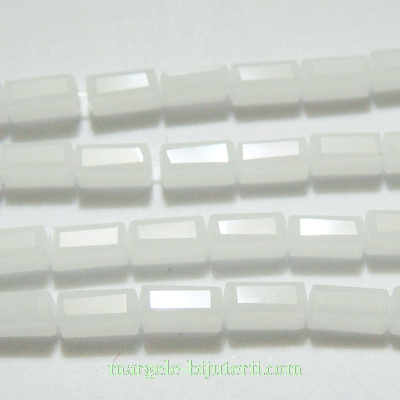 Margele sticla, albe-semitransparente, 7x7x3mm